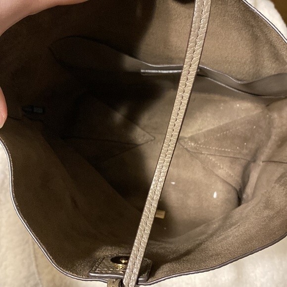 Michael Kors Junie Gray Pebble Leather Tote Purse Adjustable Strap Magnetic Tie - Picture 9 of 10